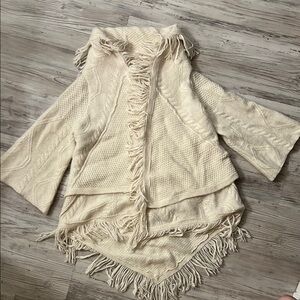 Anthropologie Sleeping on Snow Cream Poncho XS